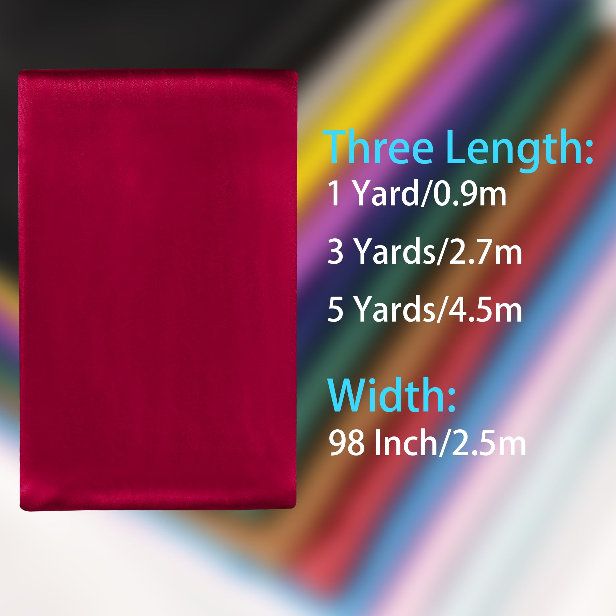 pson Tela de satén rojo vino, 2,5 m de ancho por yarda, tela suave y sedosa para vestidos de novia, costura, manualidades, fabricación de ropa, 5 yardas
