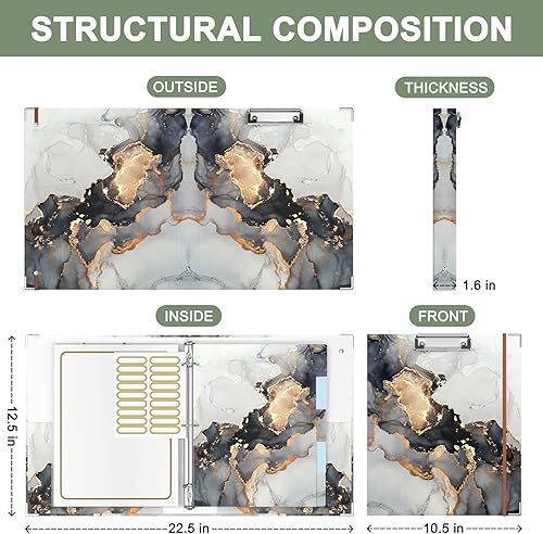 Miniatura 2 de Rouidr Carpeta de 3 anillos con portapapapeles organizador de carpetas de 1 pulgada carpetas de tamaño carta de 85 x 11 pulgadas con pestañas