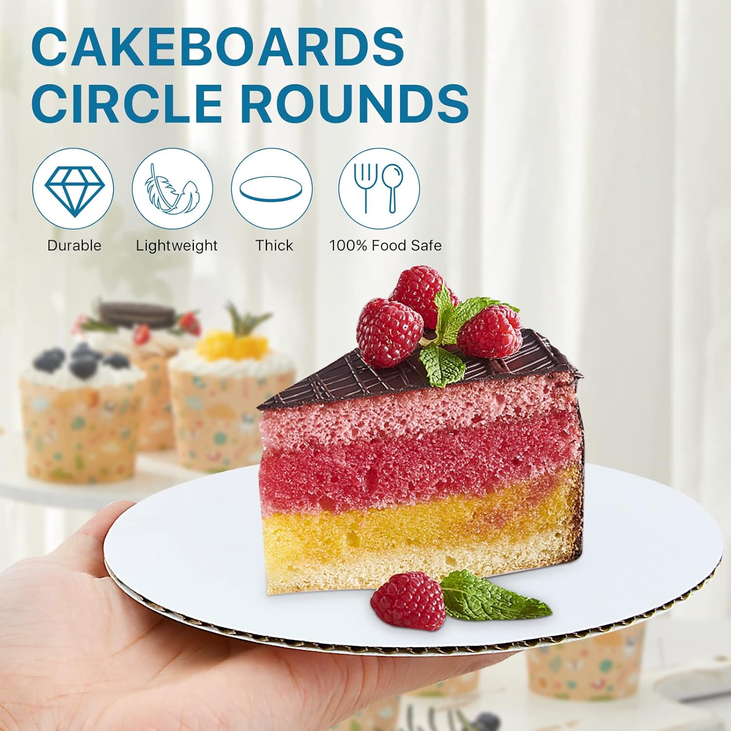 230 PCS Cake Boards Tiering Kit, 12 Inch,10 Inch, 8 Inch, 6 Inch Round Cake Cardboard, Parchment Paper Rounds with Wooden Dowels and Straw Dowels for Wedding Birthday Party (White)
