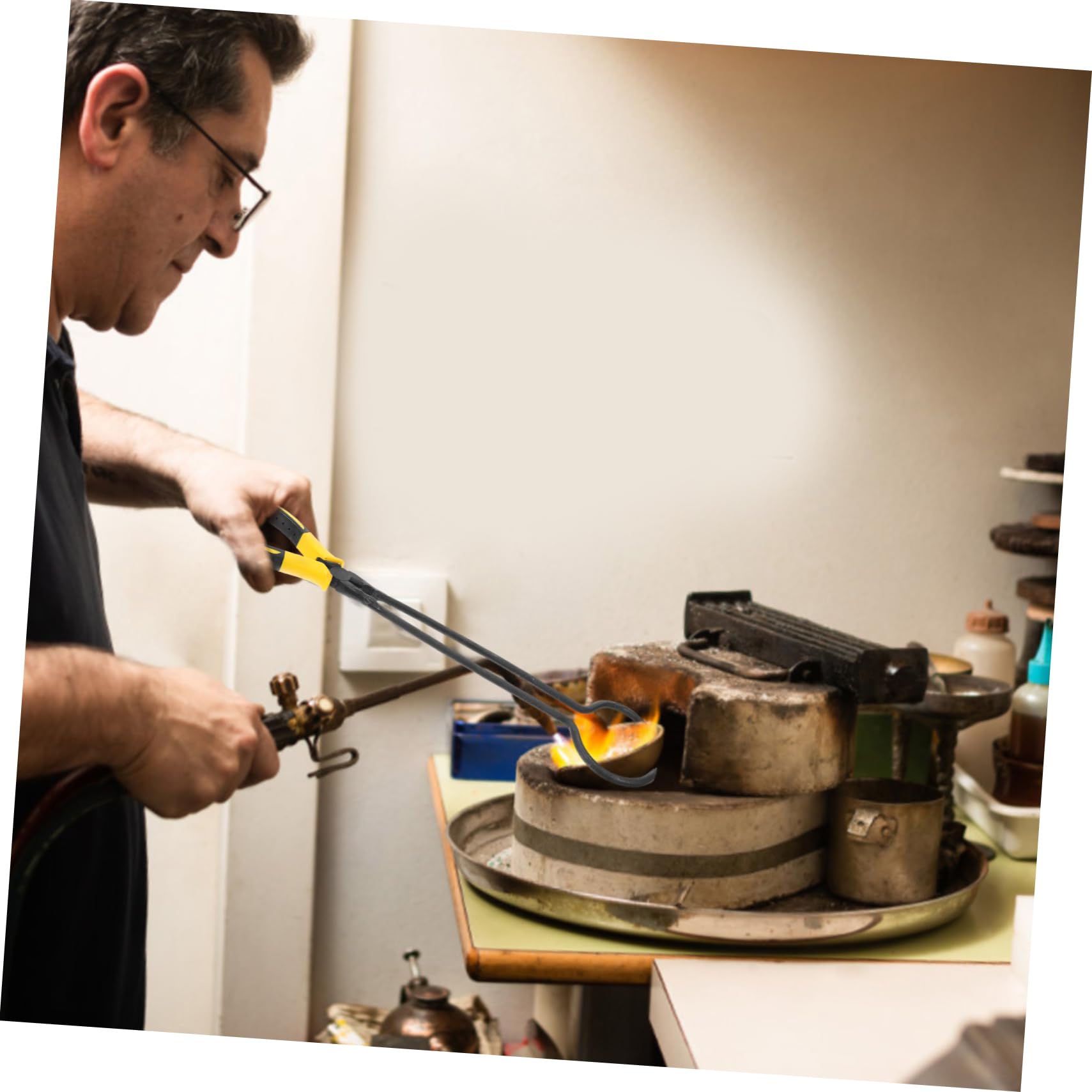 GLEAVI 4stücke Crucible Tong Clamp Ergonomische Tiegelzange Für Metallgießarbeiten Geeignet Für Schmuckschmelze Mit Rutschfestem Griff Leicht Und Handlich Optimale Kontrolle Bei Hohen