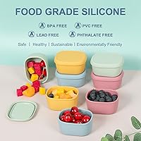 Vista 7 de 8 piezas recipientes de bocadillos de silicona de 10 oz para niños, pequeños recipientes de alimentos con tapas, contenedor de frutas