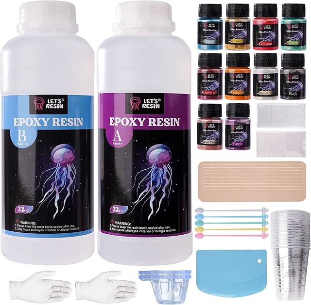 LET'S RESIN Crystal Epoxy Resin Kit, 44oz Resin Starter Kit for Beginners, Epoxy Resin Art starter Kit for Craft, Fast Cure Resin, Jewelry, Tumbler, Paintings