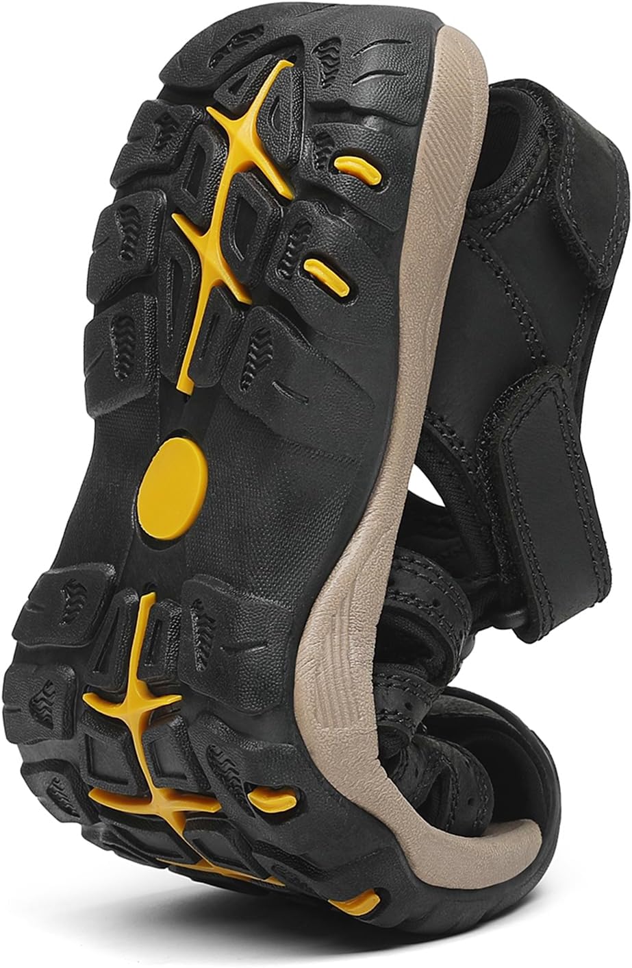 FLARUT Men's Sport Sandals Outdoor Hiking Sandals Closed Toe Leather Athletic Lightweight Trail Walking Casual Sandals Water Shoes - Image 6