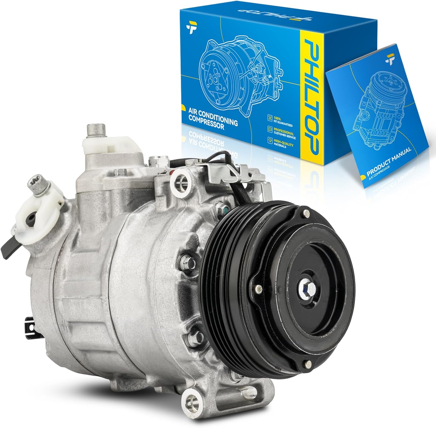 PHILTOP 198367 AC Compressor Compatible with BMW 750Li, 750i, 550i, 550i xDrive, X5, X3, X4, 650i, 650i xDrive, M5, M6, X5 M, Alpina B7, Alpina B6, M550i xDrive, X1, Air Conditioning Compressor