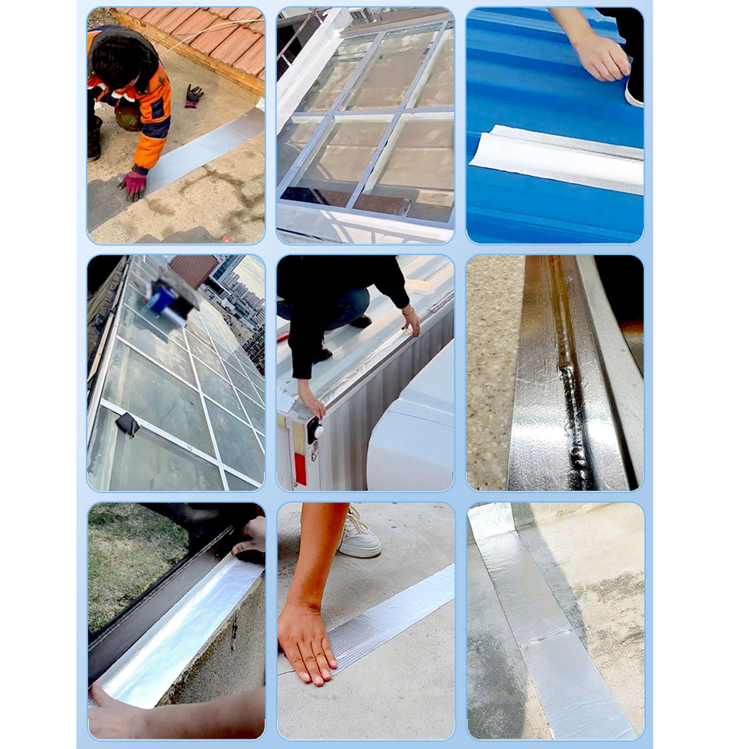Cinta de Butilo Impermeable Autoadhesiva,Cinta Selladora de Papel de Aluminio para Diversas Superficies,Cinta de Reparación para Fugas de Techo,Grietas,Ruptura de Tuberías (70cm x 10m)
