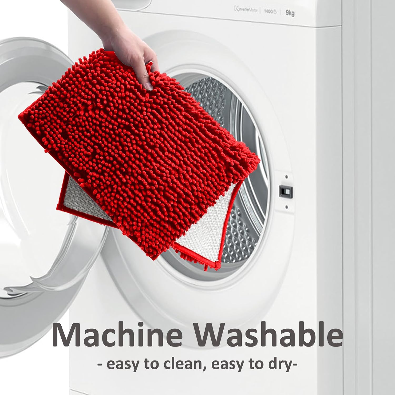 Bathroom Rugs Sets 3 Piece,Bath Mats for Bathroom Non Slip, Thick Chenille Bath Rug,Soft and Absorbent Shaggy Bathroom Mat Set, Machine Wash & Quick Dry Durable Carpet for Bath,Kitchen,Red