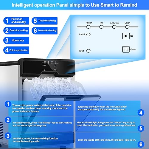 Miniatura 2 de Máquina de hielo comercial mejorada de 130 libras24 horas, máquina de hielo debajo de la encimera de 15 pulgadas de ancho con capacidad de hielo de