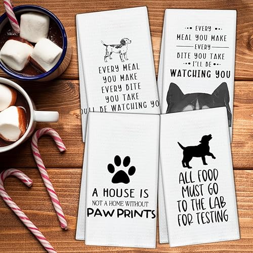 Miniatura 3 de Juego de 4 toallas de cocina para mujeres y hombres, toallas de mano para perros, toallas de cocina para hornear, regalos para amantes de los