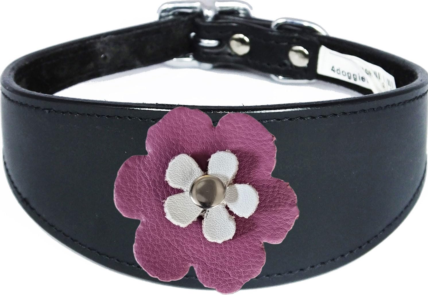 Flower Design Sighthound Leather Collar with Padded Backing for Whippet and Greyhound 2-7