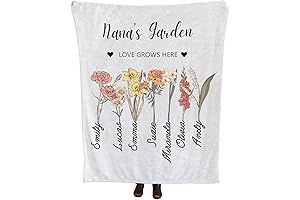 Personalized Birth Flower Bouquet Throw Blanket