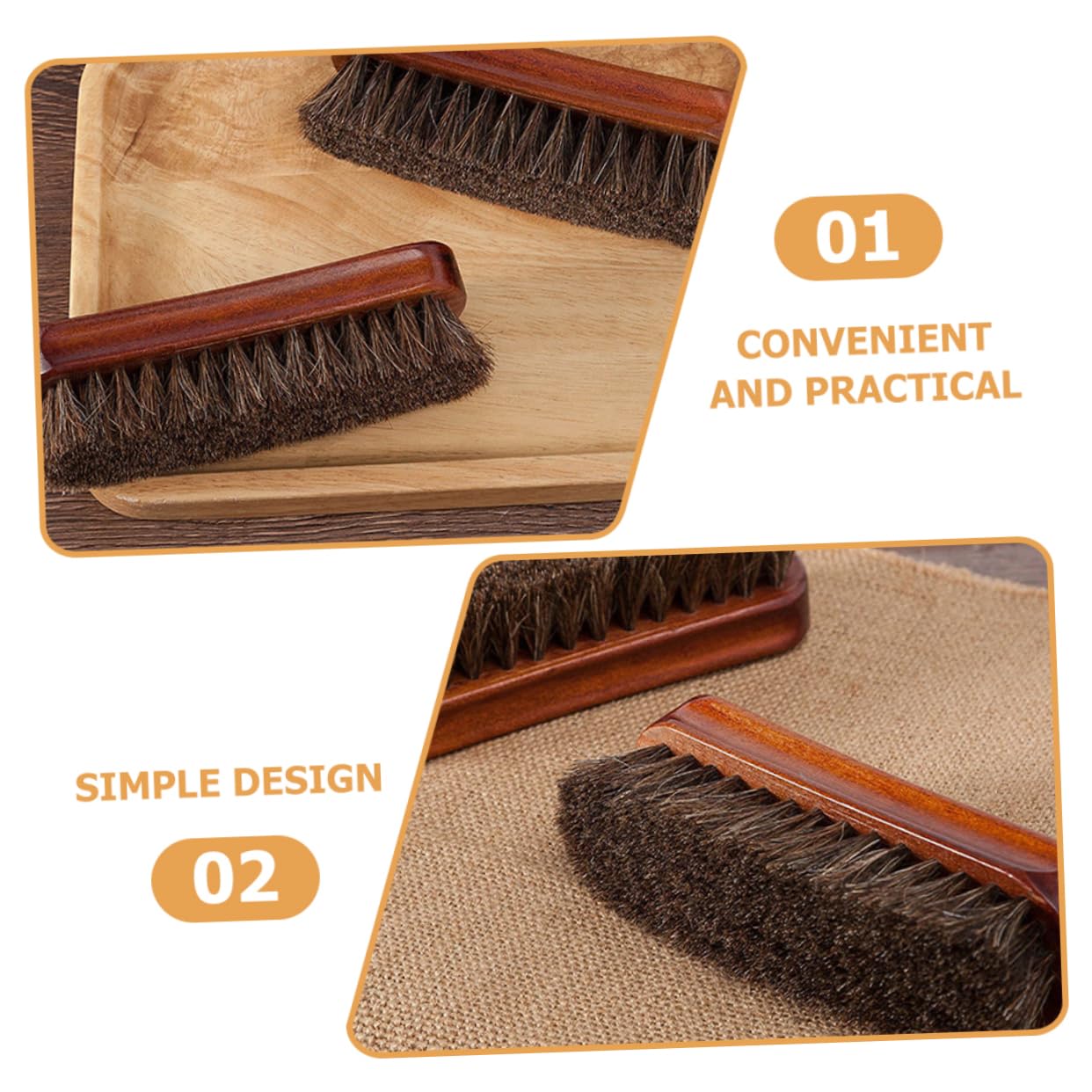 Ipetboom 4 Set Spazzola Per in Legno Pulitore Per Scarpe Spazzola Da Scarpe Pennello in Pelle Spazzole Per La Pulizia Pickele Per Scarpe Crine Di Cavallo 2 Pezzi*4