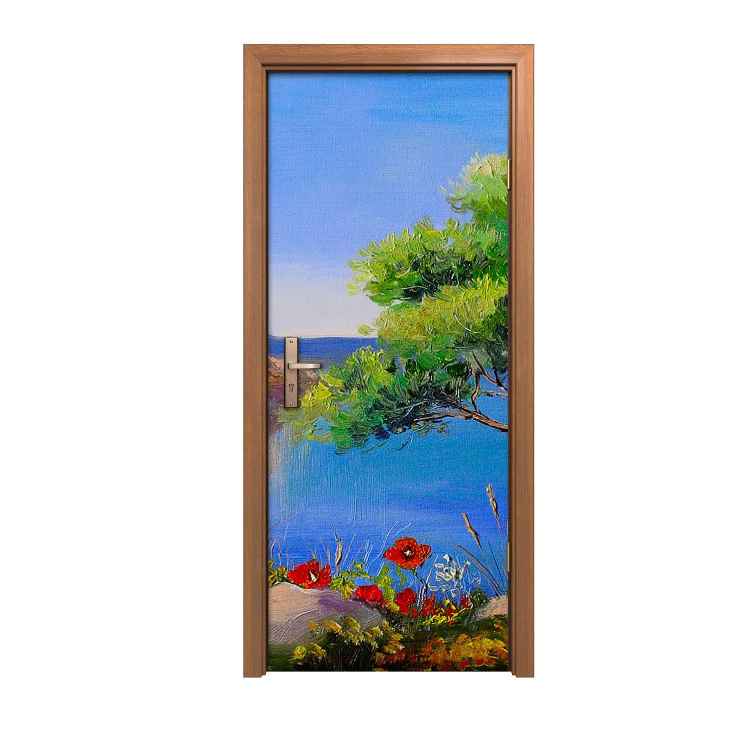 Autocollant de porte mer et nature pour une ambiance evasion dans votre salon