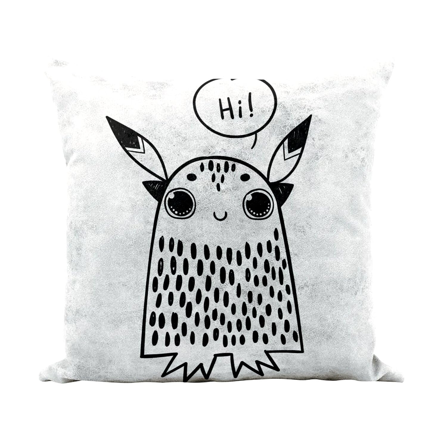Coussin similicuir blanc 40x40 cm et housse amovible imprimé animal mignon