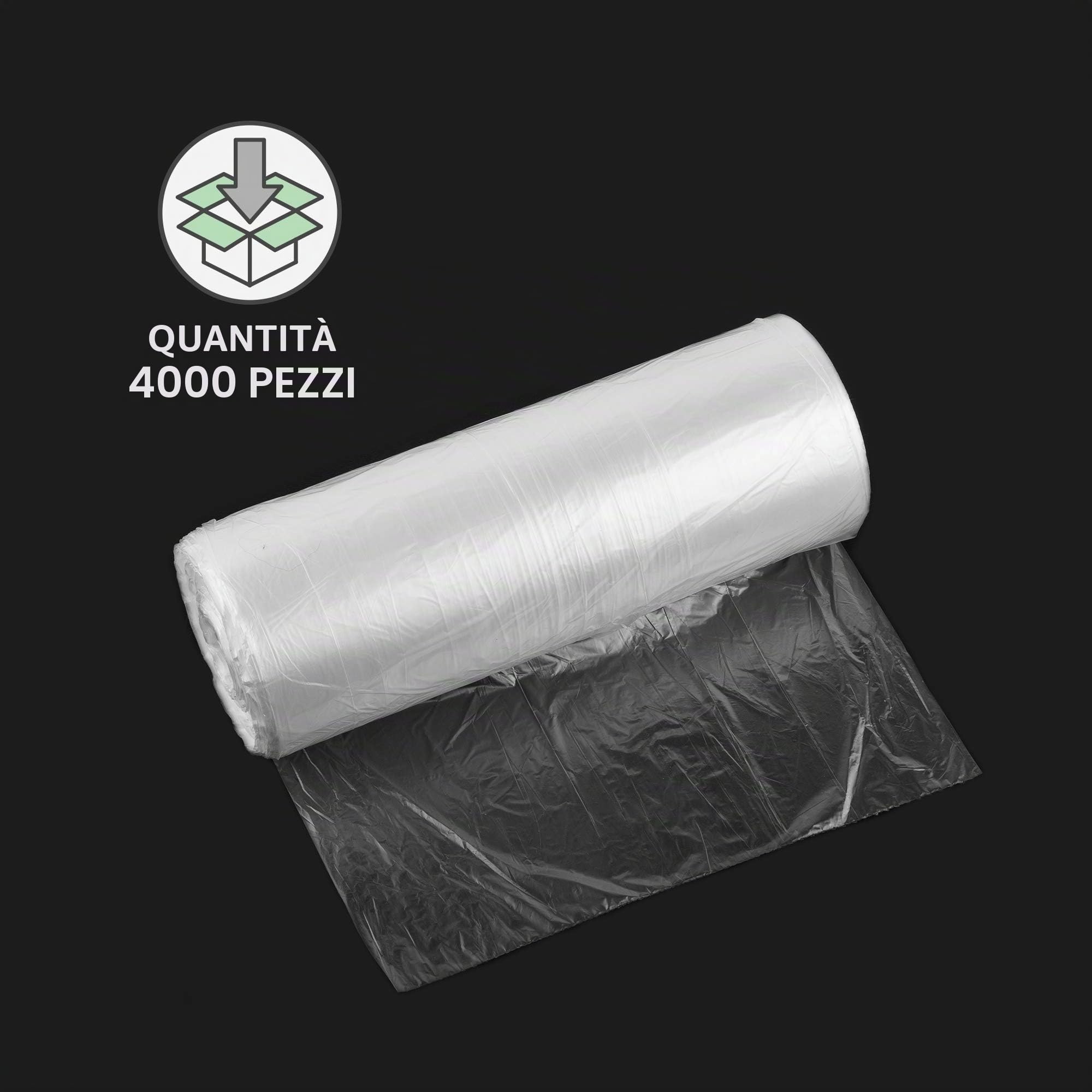 (Confezione da 4000) Sacchetti in polietilene HDPE 25 x 40 cm in rotolo, sicuri in plastica con congelatore a contatto per imballaggio alimentare