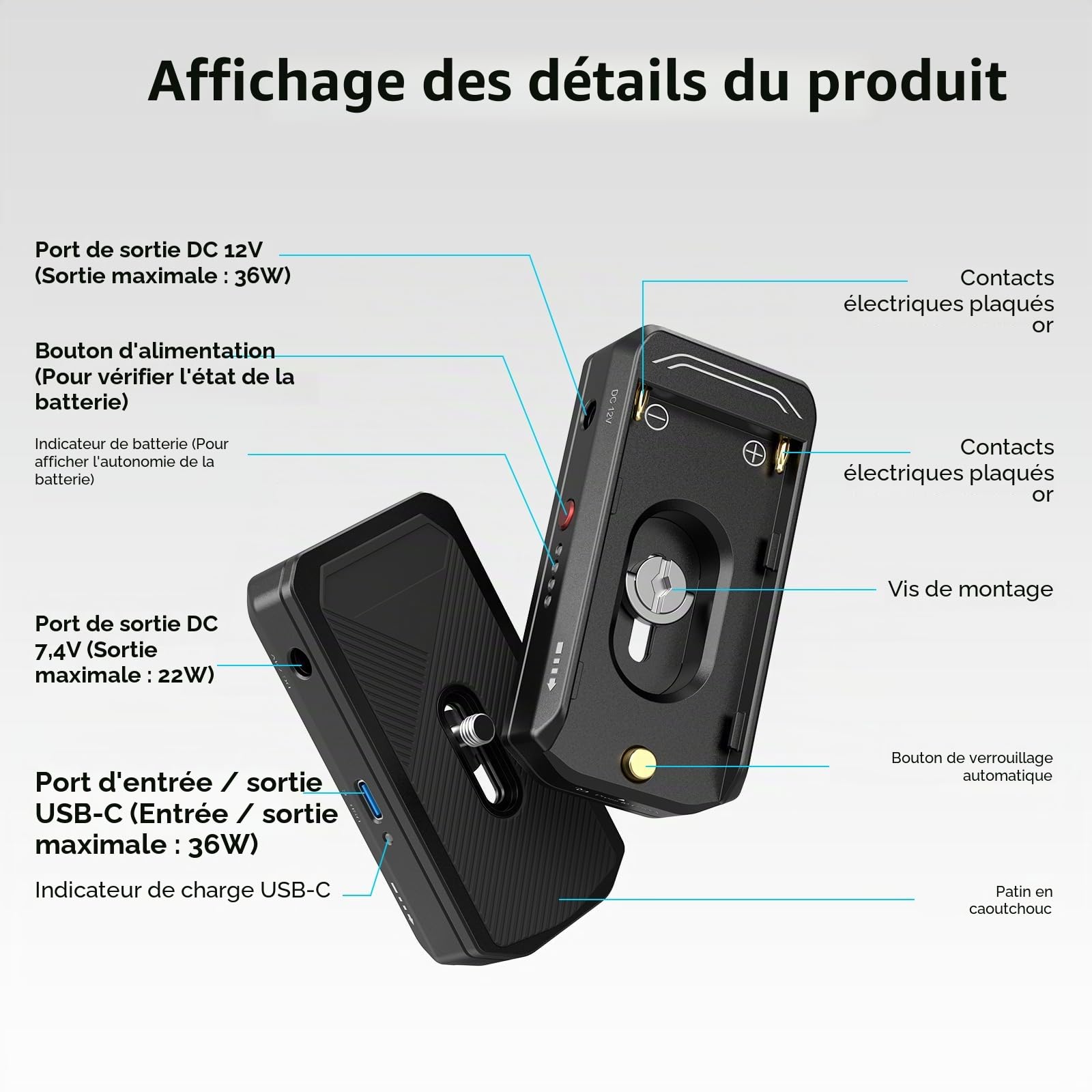 SMALLRIG Plaque de Montage d'Adaptateur de Batterie NP-F pour NP-F970/NP-F550/NP-F770, NP-F Plaque d'Adaptateur de Batterie pour Sony, pour BMPCC 4K/6K/6K Pro et pour Canon R5 C (Avancée) - 3168B