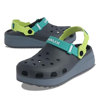 HAUX Classic Ultra Soft Clogs/Sandals with Adjustable Back Strap| Comfortable & LightWeight| Stylish & Anti-Skid| Indoor & Outdoor Casual Sports Mules Boys (D.Grey, UK Footwear Size System, Adult, Men, Numeric, Medium, 9)