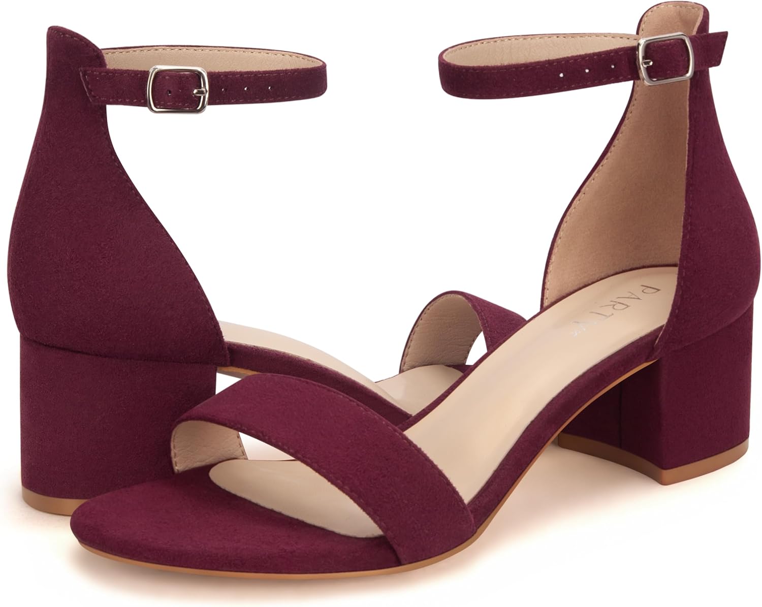 PARTY Women's Open Toe Ankle Strap Low Block Chunky Heels Sandals - Image 6