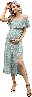 Maternity Dress Women's Off Shoulder Split A Line Casual Maxi Dress Photography Dress for Babyshower - Buy now