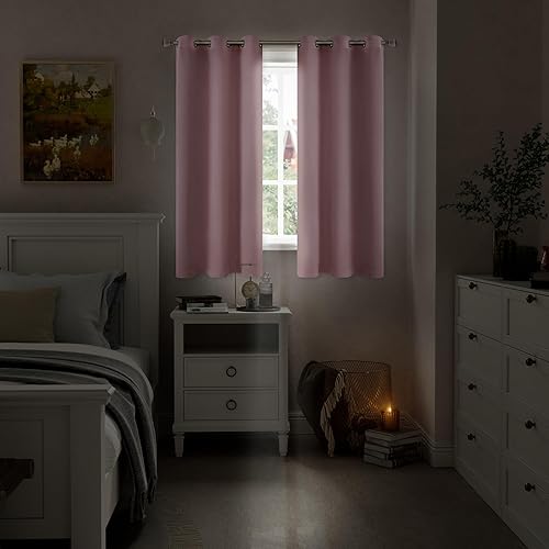 Miniatura 2 de Cortinas opacas rosas para dormitorio de 63 pulgadas de largo, cortinas de dormitorio de bebé para niñas, con aislamiento térmico, bloqueo de luz