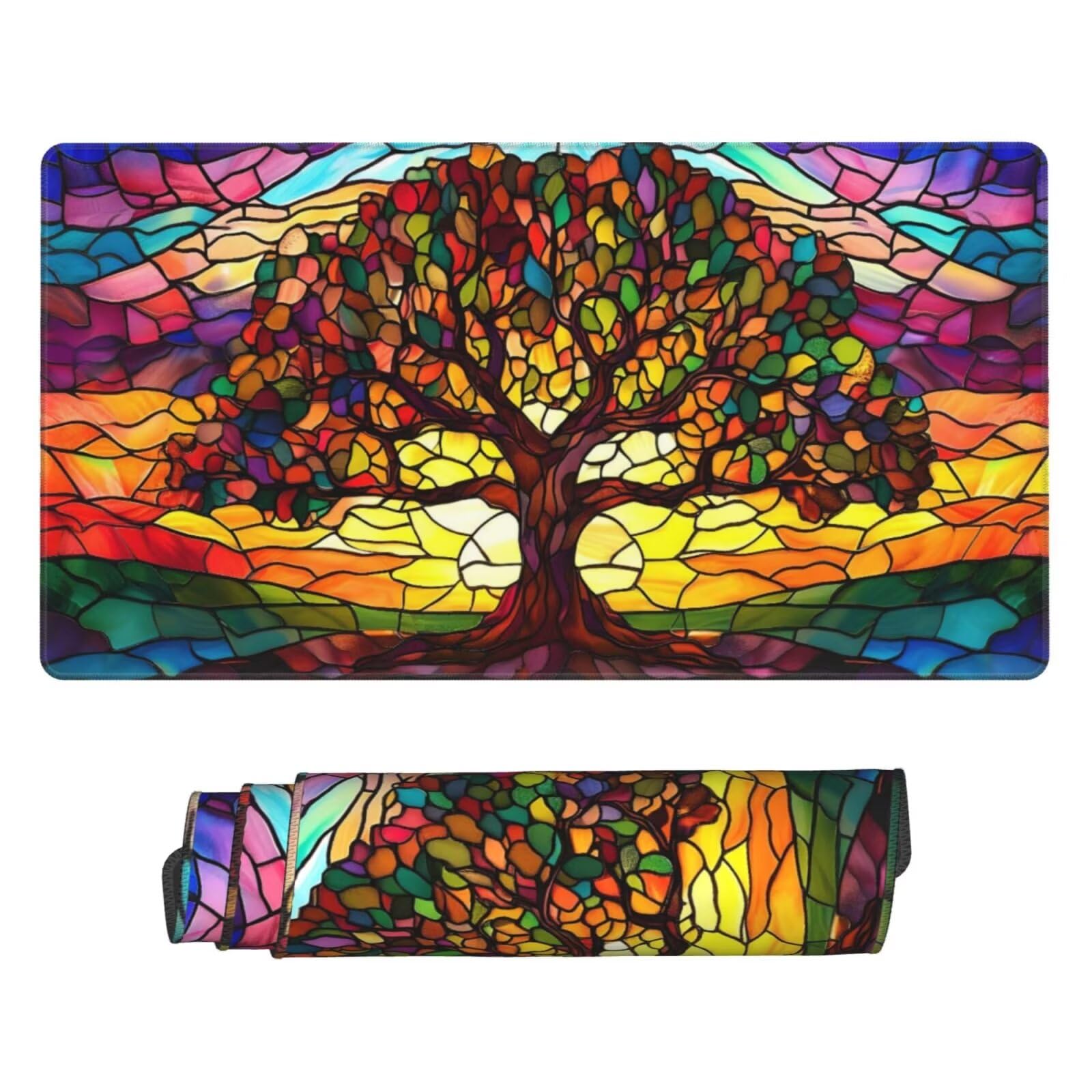 Podkładka pod mysz do gier, duża podkładka pod mysz XXL 1600 x 800 x 3 mm, kolorowa dębowa podkładka pod mysz do klawiatury i biura, z przeszytymi krawędziami i antypoślizgowym tyłem, do gier dla