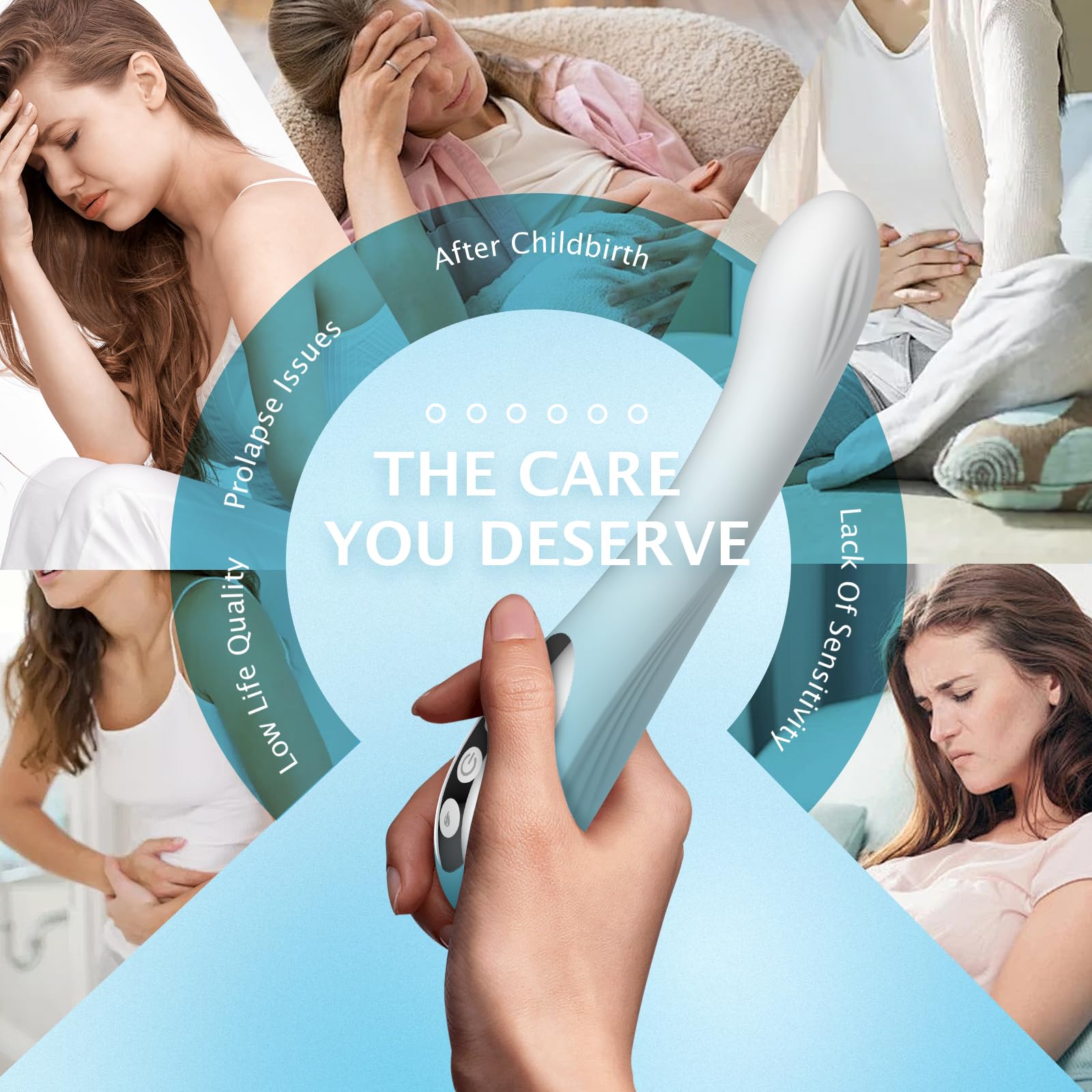 iKeener Rot & Blau Lichttherapie Gerät für Intime Feminine Pflege, 4 IN 1 Wärmetherapie, Vibration & Mikroströme für Feminine Erholung & Stärkung der Beckenbodenmuskulatur