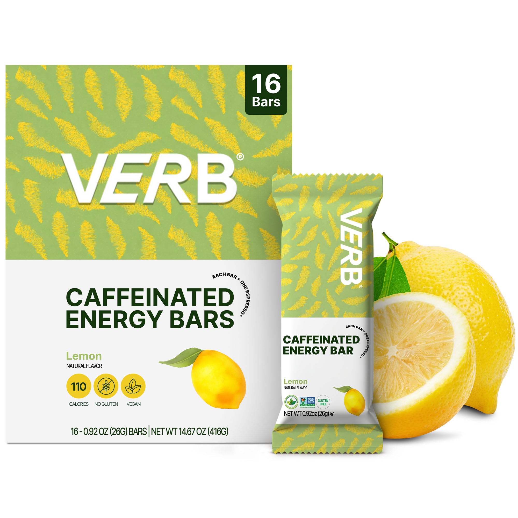 Amazon.com : Verb Caffeinated Energy Bars Lemon (26g, Pack of 16 Amazon.com : Verb Caffeinated Energy Bars Lemon (26g, Pack of 16