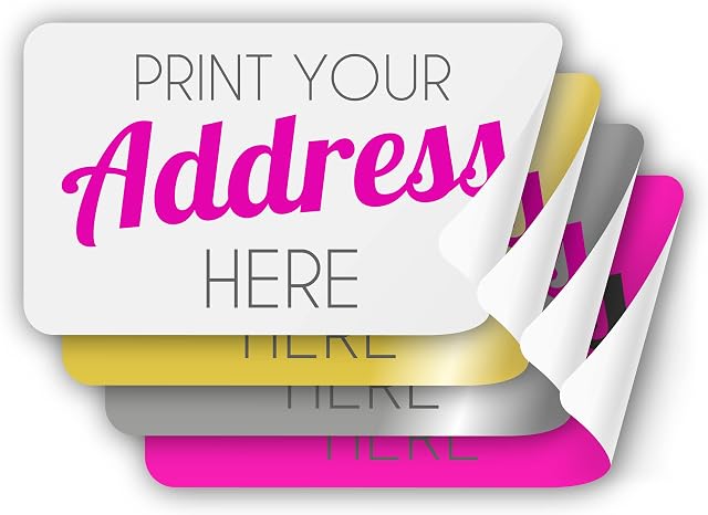 260 Printed Address Labels Stickers Personalised 38mm x 21mm White Gold Silver Pink | Personalised Address Labels, Business Labels, Any Text, Choose Your Font