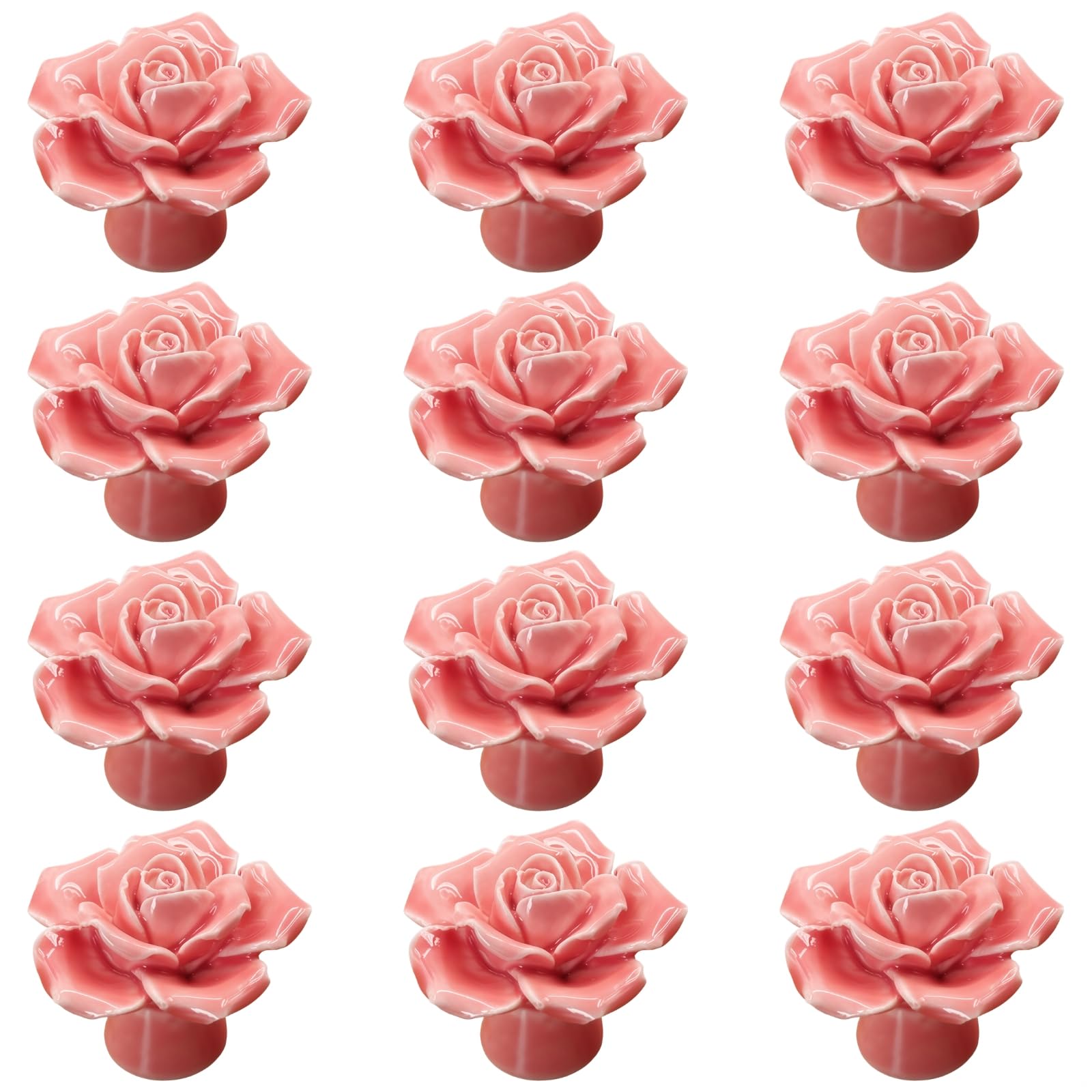 12 pomelli in ceramica per cassetti, maniglie per armadietti con design a rosa, tiranti per mobili a foro singolo, ideali per cassettiere e porte dell'armadio, facili da installare per la decorazione