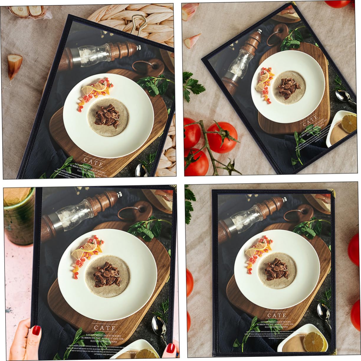 HEALLILY 2pcs Menu Power Board Double Display Stand Commercial Enclosure Plug Page Protectors Sand Timer Recipe Protectors Power Strip Highlighter Outlet Clear Flyer Leather Transparent