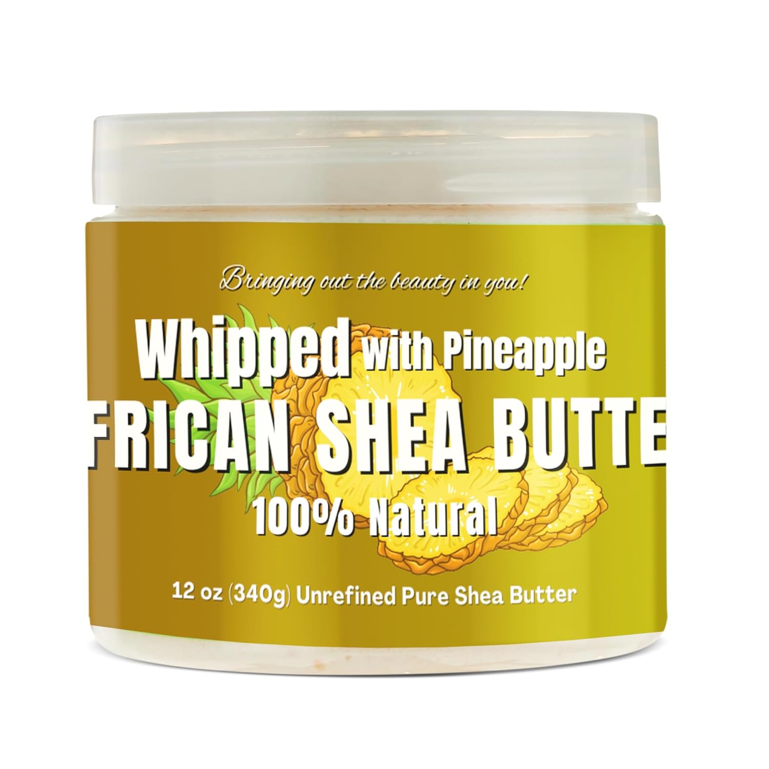 RA COSMETICS Whipped Shea Butter Pineapple – 12oz | 100% Pure & Natural African Shea Butter for Men & Women – Ultimate Handcrafted Moisturizer with Essential Vitamins for Radiant Skin & Luscious Hair