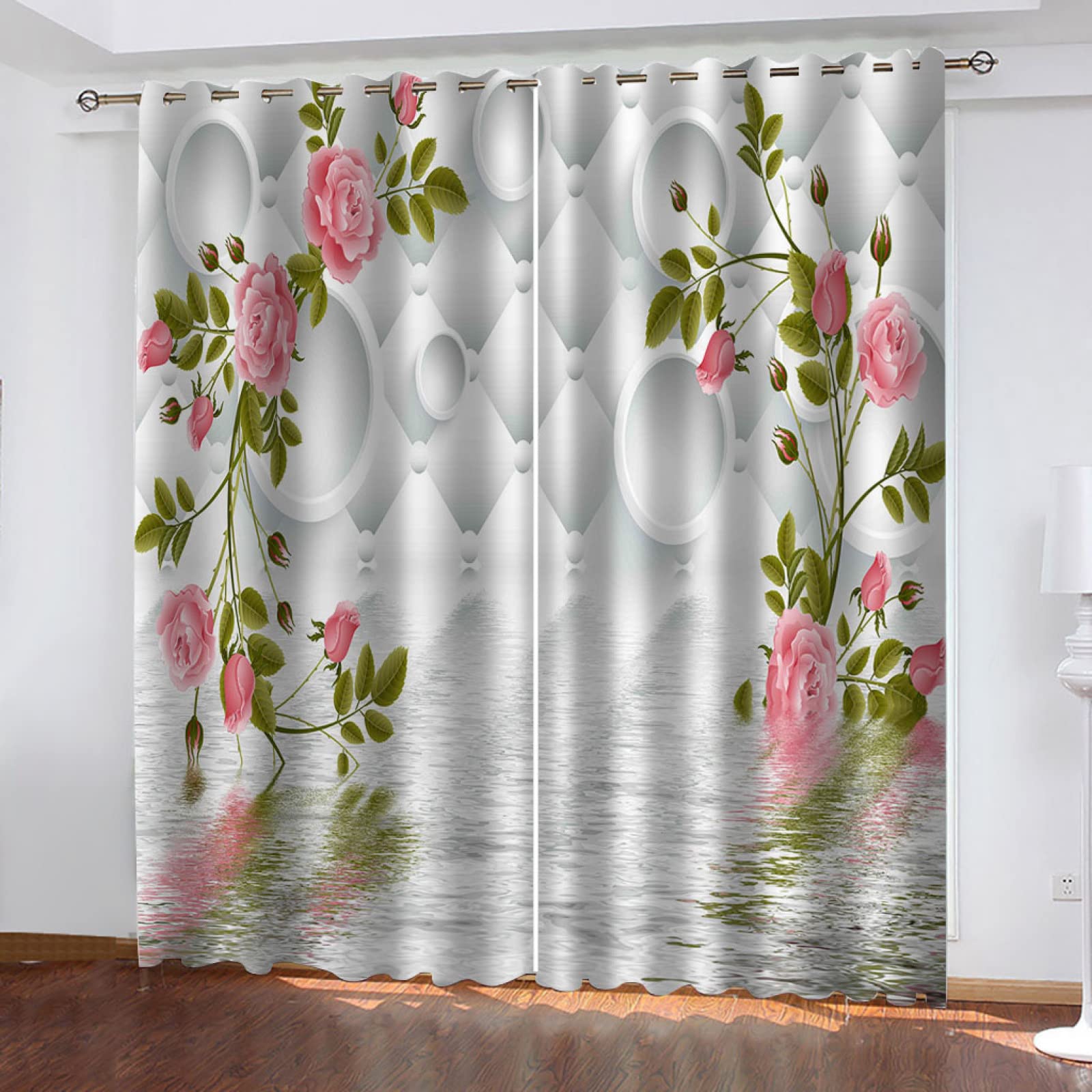 Vorhang Blickdicht Verdunklungsvorhänge Gardienen 2-SetBlume 150x166cm