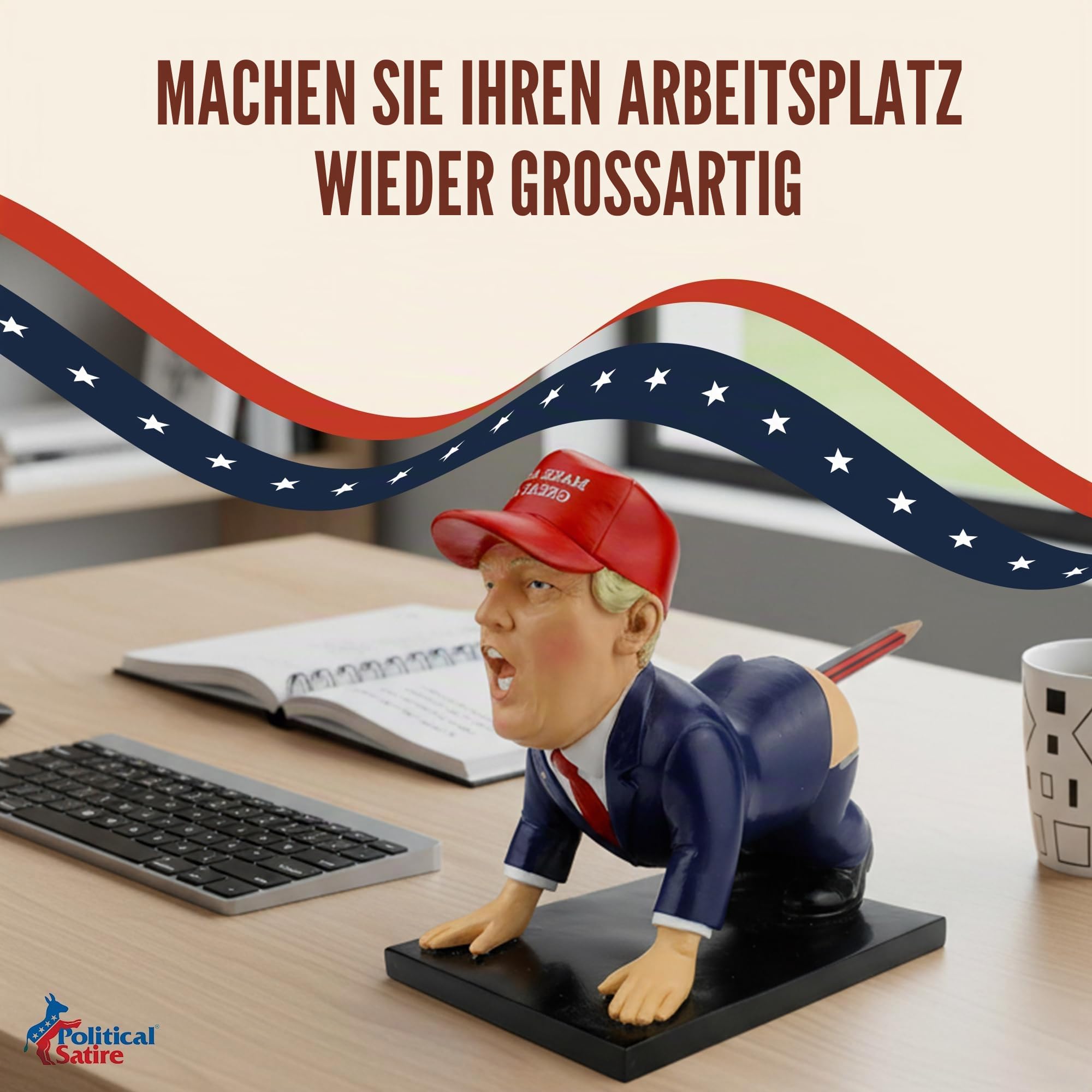Dump-a-Trump Stifthalter – Geschenkidee, Motiv: Donald Trump, Scherzartikel