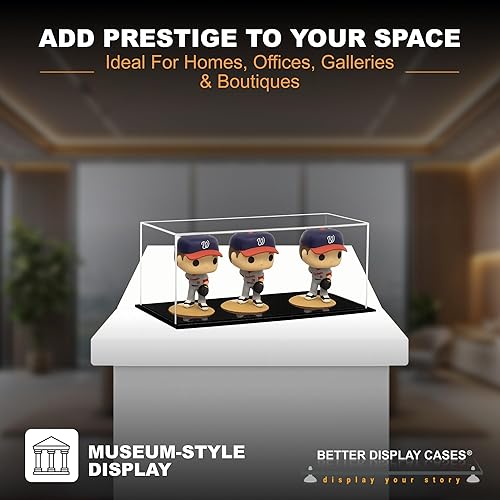 Vista 91 de Better Display Cases Versátil vitrina de acrílico transparente - Caja rectangular grande con base blanca 18" x 12" x 3" (BK09)