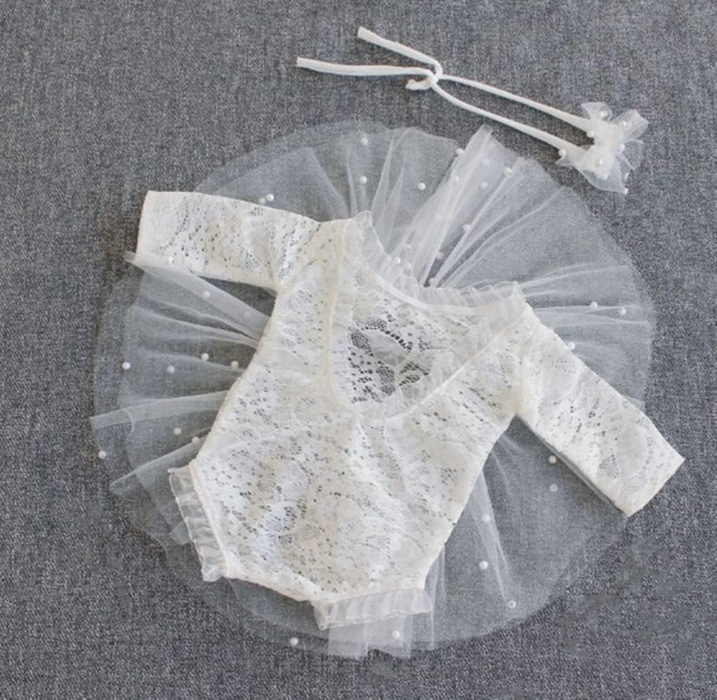 Baby Photography Props Outfit Lace Rompers Newborn Girl Photo Shoot Outfits Flower Headband Princess Costume - Image 6