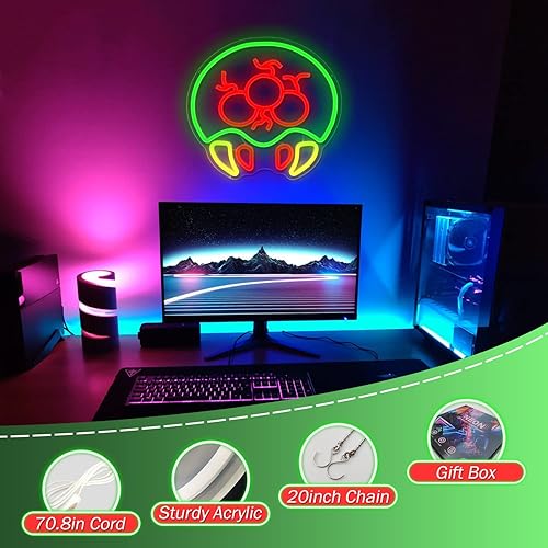 Miniatura 3 de Letrero de neón de alienígena para juegos con luces LED de neón para decoración de pared, luces de neón regulables para sala de juegos, cueva de