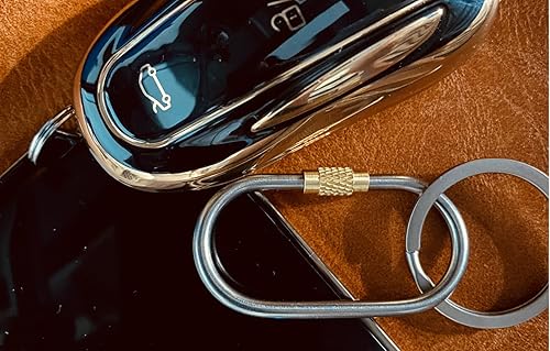 Miniatura 9 de JOGOAUTO - Mosquetón de titanio con llaveros de titanio, llaveros para llaves de automóvil, pequeños mosquetones de bloqueo Mini, llavero de