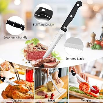 Homikit 30Pcs Cutlery Set with Steak Knives, Stainless Steel Flatware for 6