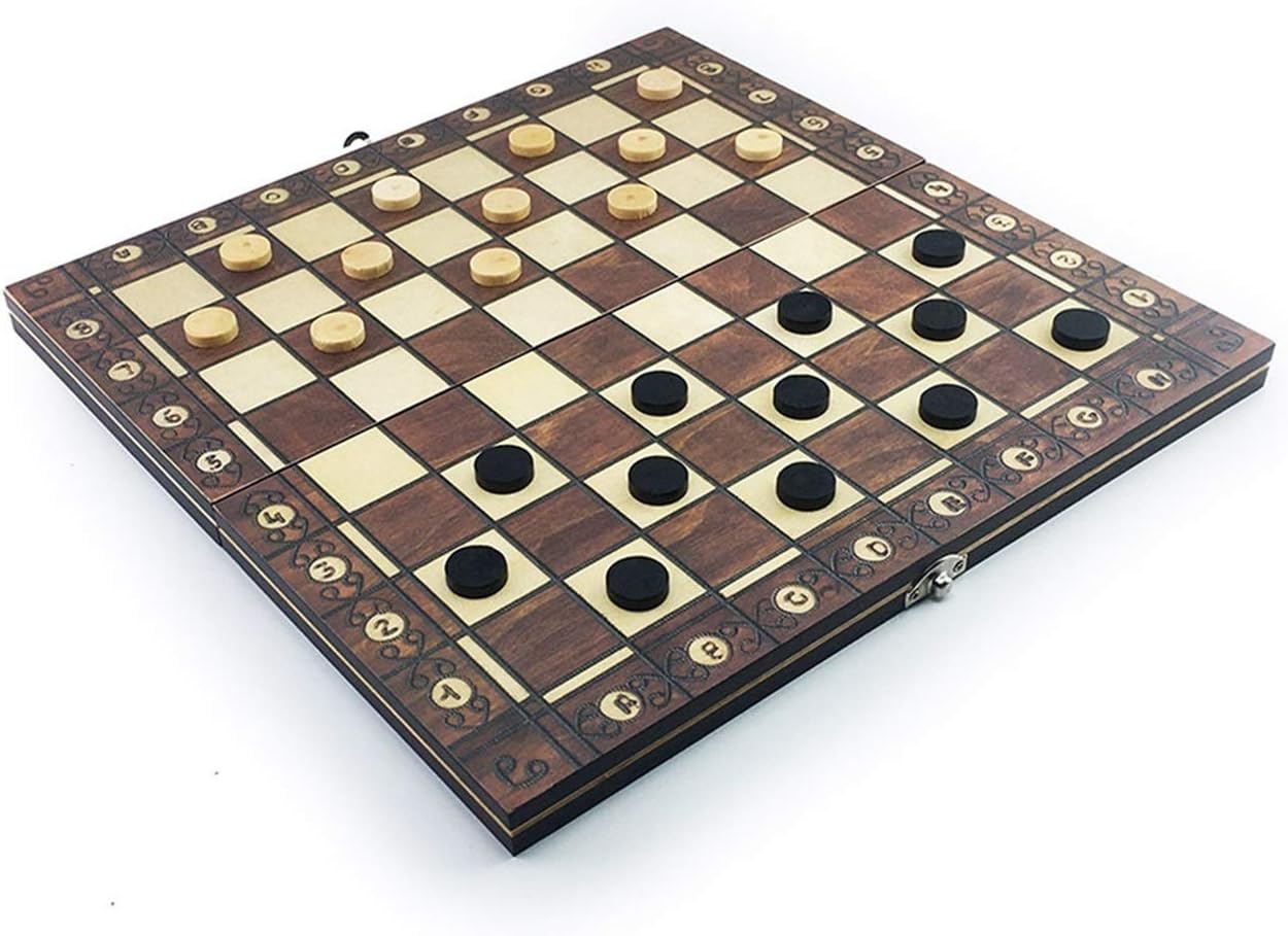 Generic Chess Backgammon Checkers 3 in 1 Chess Game Chess Travel Chess Set International Chess Pieces/29 * 29Cm