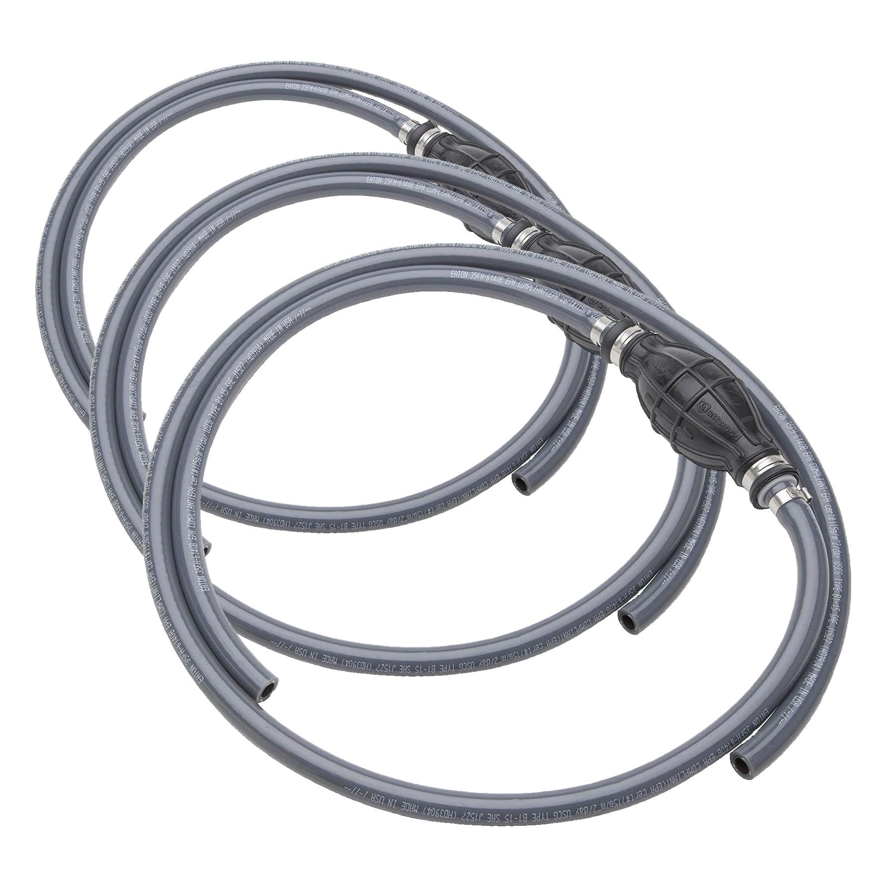 Attwood Universal Marine Fuel Line Kit, EPA Compliant, 6 Feet Long, 3/8-Inch Diameter Hose, includes Primer Bulb. (Fittings Not included), 93806ULP7 (Pack of 3)