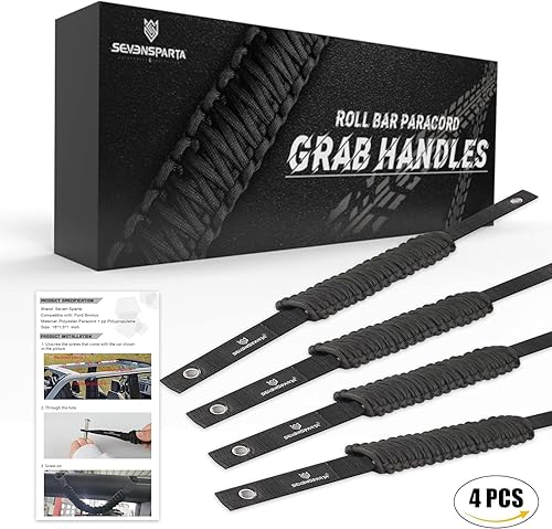 Miniatura 5 de SEVEN SPARTA Paquete de 4 asas de agarre de barra antivuelco compatibles con Ford Bronco 2021 202 2023 24 puertas, mango de agarre de paracaídas,
