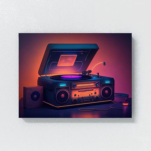 Miniatura 4 de Sense Canvas Synthwave Retro Record 67 - Lienzo decorativo para decoración del hogar, póster grande de 40 x 30  1.5 pulgadas