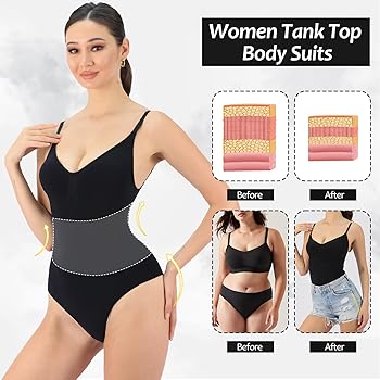 Amazon.com: Gaceblis Black Tank Top Bodysuit, Tummy Control
