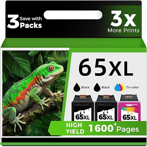 Cartuchos de tinta 65XL NegroColor Pack de repuesto para tinta HP 65 XL 65XL HP65 HP65XL para uso en impresoras 5000 5055 3755 3700 3772 3722 2600