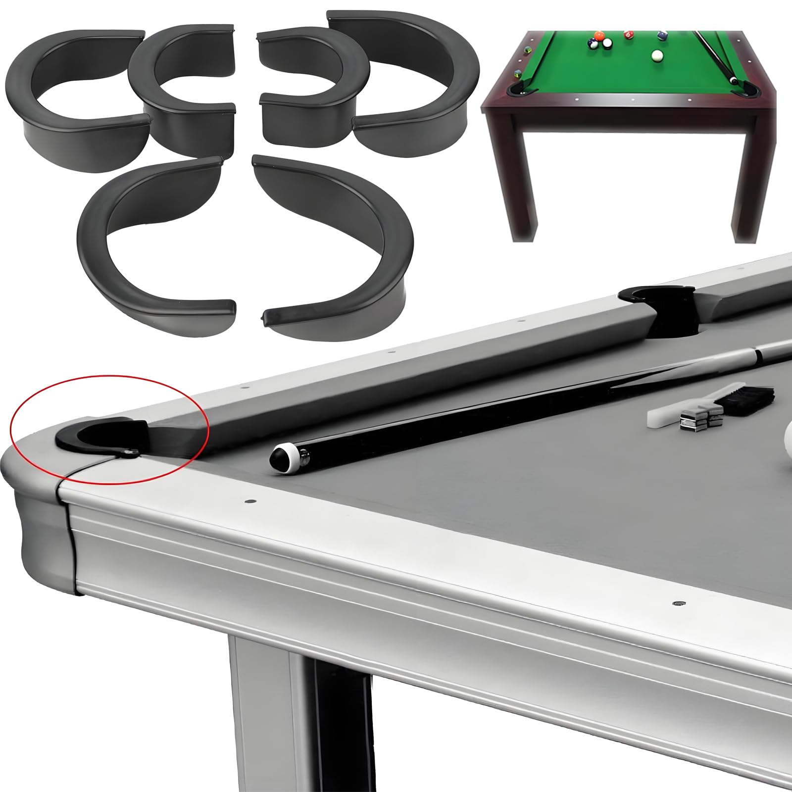 6 Piezas Forros para Agujeros de Billar, Liners de Bolsillo de Billar, Billar Agujero Revestimientos, Paquete Billar Mesa Bolsillo, Bolsillos de Mesa de Billar, para Piscina Mesa Billar(Negro)