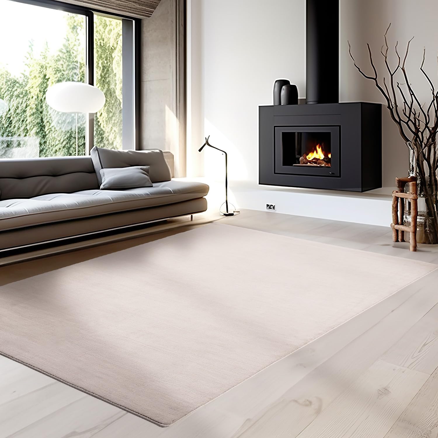 Carpettex Alfombra Salon de Pelo Corto 160x230 cm Beige - Alfombras de Habitacion Diseño Monocolor Sala de Extrasuave - Alfombra Cocina y Dormitorio Moderna, Tapete Sala