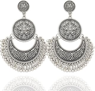 RechicGu Ethnic Middle East India Style Drop Dangle Earrings Bali Jhumka Jhumki Lotus Mexico Gypsy Dangle Earrings Traditi...