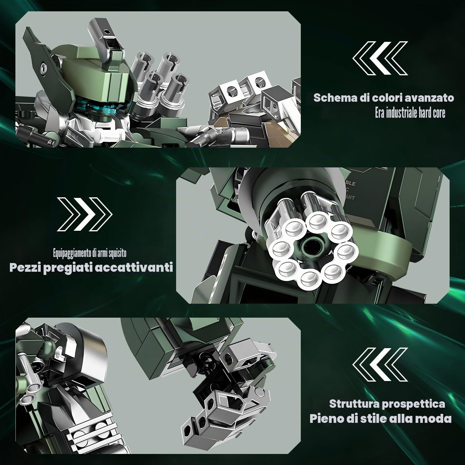 HIGH GODO Tecnica Mech Robot Mattoncini da Costruzione Giocattolo, 1403 Pezzi Hard Core Industrial Style Action Robot Modello, Creator Regali per Adulti o Adolescenti