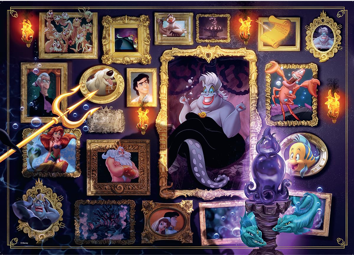 Ravensburger 12000039 - Villainous: Ursula - 1000 pieces jigsaw puzzle – Puzzle for adults and kids age 14 years up, disney jigsaw, disney gifts