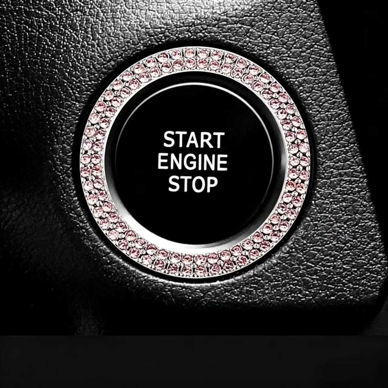 ONEMAJI Engine Start Stop Button Ring for Hyundai i20 Schrägheck 2 (II) GB I 2014-2018, Ignition Push Start Cover Trim Bling Crystal Decoration Interior Accessories,Pink