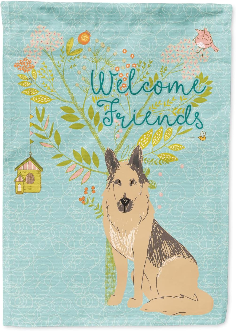 Caroline's Treasures BB7579CHF Welcome Friends Bernese Mountain Dog House Flag Large Porch Sleeve Pole Decorative Outside Yard Banner Artwork Wall Hanging, Polyester, House Size, Multicolor